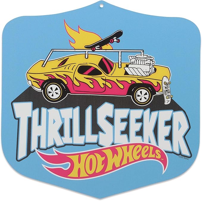 Hot Wheels Thrill Seeker Metal Wall Decor - Fun Hot Wheels Sign for Bedroom or Man Cave