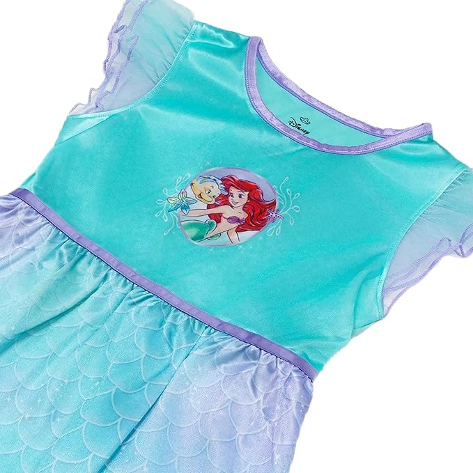 Disney Girls' Princess Dress Nightgown, Fantasy Gown, Soft & Cute Pajamas for Kids