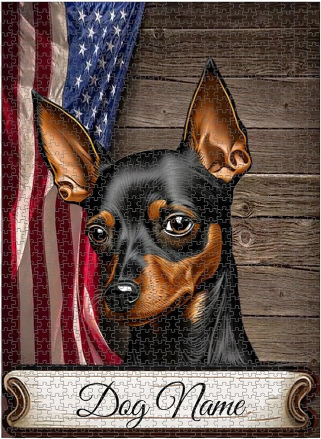 Custom Wooden Jigsaw Puzzles with Your Dog's Name on Miniature Pinscher Art Print - 300 500 1000PCS Puzzles Game and Home Wall Decor