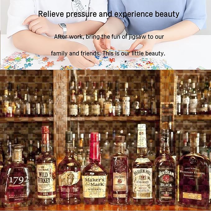 Jigsaw Puzzles for Adults 1000 Piece High Challenging DIY Large Puzzle Educational Toy Funny Family Games Unique Home Decor (Whisky)