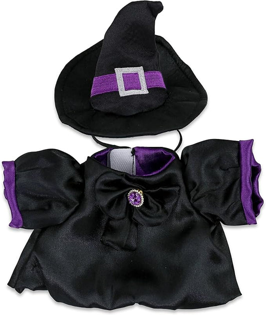 DolliBu Witch Stuffed Animal Dress Up Set - Halloween Costume Outfit with Hat and Dress - Spooky Pretend Play Accessories for Teddy Bears – Large for 8 to 10 Inch Plush Toys