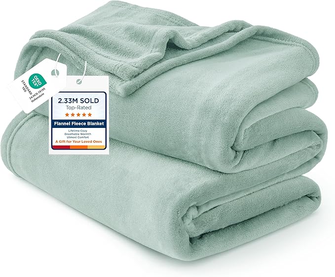 Bedsure GentleSoft Sage Green Fleece Blankets Queen Size - 280GSM Soft Lightweight Plush Cozy Blanket for Bed, Sofa, Couch, Travel, Camping