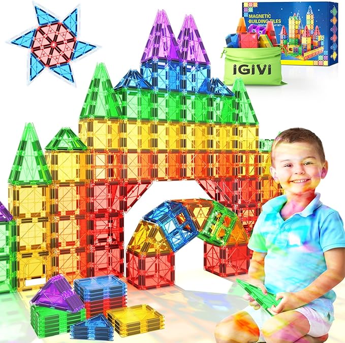 Magnetic Tiles Kids Toys for 3+ Year Old Boys & Girls, STEM Building Blocks Toys & Games, Sensory Toys for Toddlers, 3 4 5 6 7 8 Year Old Boy Birthday Gift