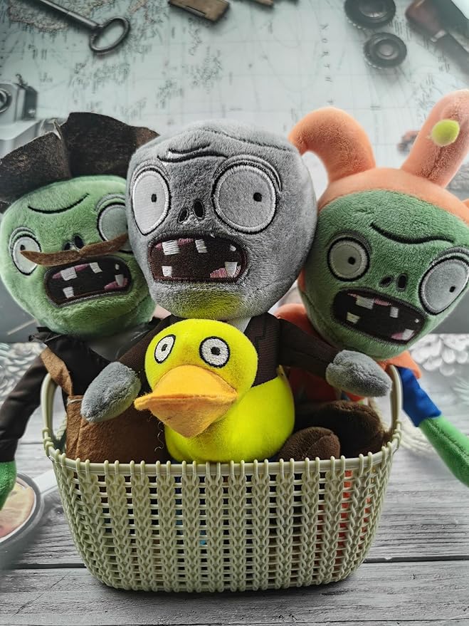 3 PCS Plants and Jester Plush Zombie Sets Toy Postman, 1 2 Stuffed Soft Jester Zombie Doll, Duck Zombies PVZ Plush Figure Doll New