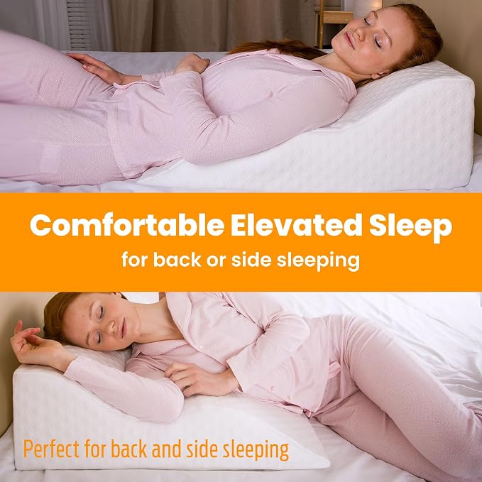 Aeris Wedge Pillow for Sleeping, Acid Reflux, and Snoring - FSA Eligible - Memory Foam Bed Wedge, 19-Degree Incline - Post-Surgery Recovery, Reading, Leg Elevation - Machine-Washable Cover