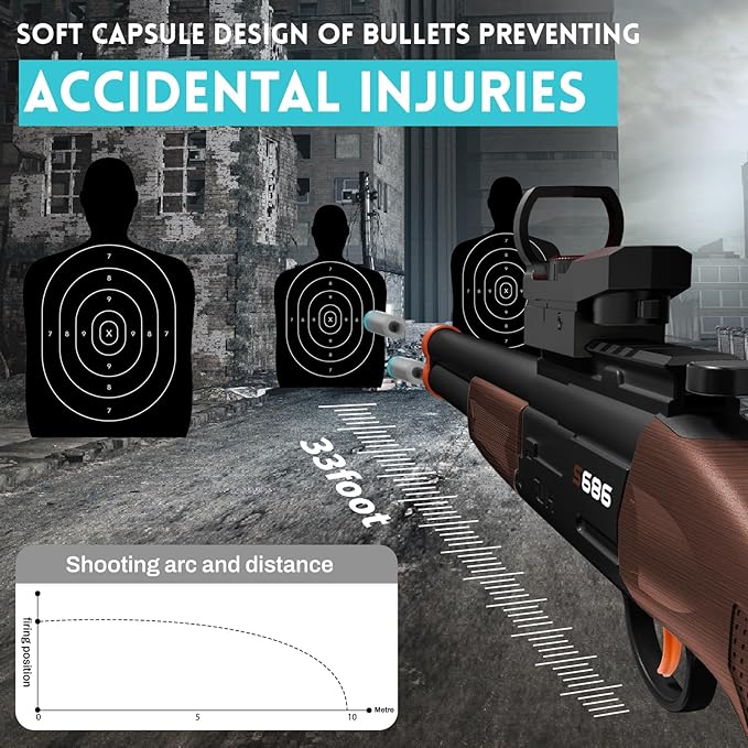 Double Barrel Toy Shotgun - Realistic Foam Blaster with Scope & Soft Bullet Darts, Safe Imitation Shooting Game for Kids Ages 8-12 -Birthday Christmas (Black)