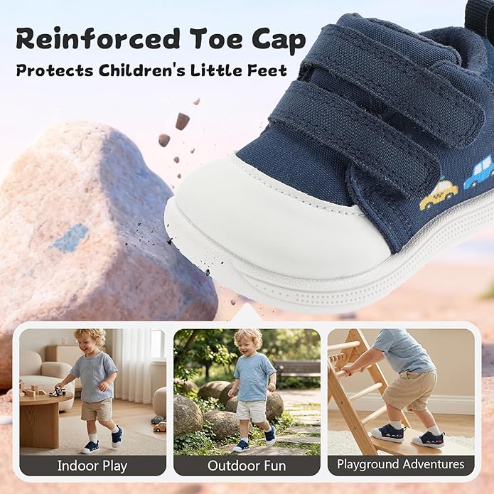 Baby First Walking Shoes Baby Girls Wide Barefoot Sneakers Lightweight Soft Toddler Shoe Non-Slip Ankle Support