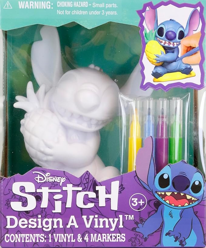 Disney Stitch Design A Vinyl – Pineapple Edition – Disney DIY Vinyl Craft Set for Kids with Washable Markers – Creative Coloring Activity for Ages 4+