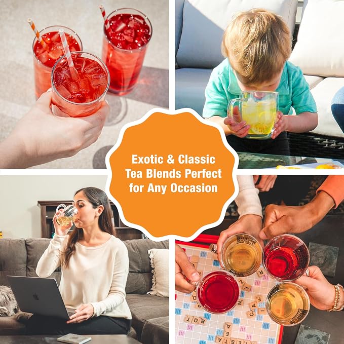 Tiesta Tea - Fruity Tea Sampler Dry Flight Set, Loose Leaf, No Caffeine, Makes Hot and Iced, Assorted Fruit Brews with Mango, Peach, Orange Drinks & More, 8 Resealable Sample Pouches