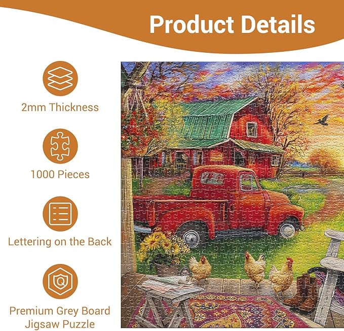 Dog and Farm Scenery Puzzles for Adults 1000 Pieces, Impossible Hard Difficult Challenging Jigsaw Puzzle 1000 Pieces, Christmas Birthday Gifts Home Decor for Adults/Friends/Family