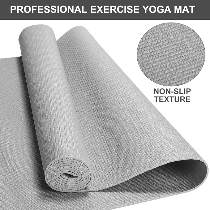 3 mm Thin Yoga Mats Bulk, Lightweight PVC Exercise Mats Non Slip Workout Fitness Pads for Yoga Pilates Stretching Classes Gym Home Studio, Easy to Clean