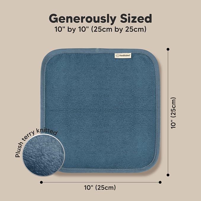 6-Pack Baby Washcloths – Soft Absorbent Viscose from Bamboo Washcloths for Face, Body, Baby Towels for Newborn, Kids, Toddlers, Infant, Gentle on Sensitive Skin, 10x10 Reusable Face Towels (Navy Blue)
