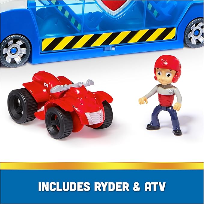Paw Patrol, Transforming PAW Patroller with Vehicle Launchers, Lights & Sounds, Ryder Action Figure & ATV Toy Car, Kids Toys for Boys & Girls Ages 3+