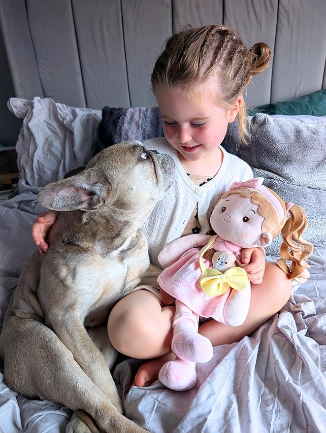 LeyaDoll Soft Baby Doll Toys (16''), My First Baby Rag Doll for 1 Year-Old Girl Birthday Gift, Christmas Plush Toys Gift for Toddler Kids Infants-Daydream-Mia-and-Her-Pet-Dog