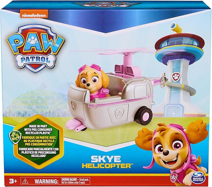 Paw Patrol, Skye’s Helicopter, Toy Vehicle with Collectible Action Figure, Sustainably Minded Kids Toys for Boys & Girls Ages 3 and Up