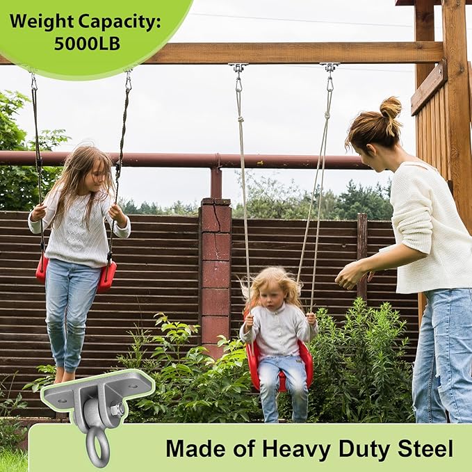 Highpro Swing Hangers for Wooden Sets Pack of 4 Heavy Duty Swingset Hardware with Locking Hooks for Porch, Patio, Playground Indoor/Outdoor, Silver