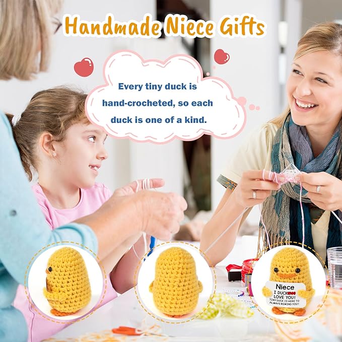 MBL Niece Gifts from Auntie Aunt - to My Niece Gift from Aunt, Funny Small Cute Emotional Positive Support Crochet Duck Christmas Stocking Stuffers Xmas Holiday Birthday Graduation Present for Nieces