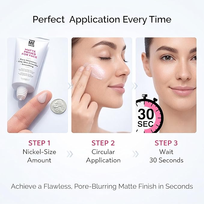 Elizabeth Mott Thank Me Later Face Primer - Mattifying Makeup Base Primer for Smooth Skin - Pore Minimizer, Helps Smooth Fine Lines - Long-Lasting, Lightweight, Leaping Bunny Certified, 30g