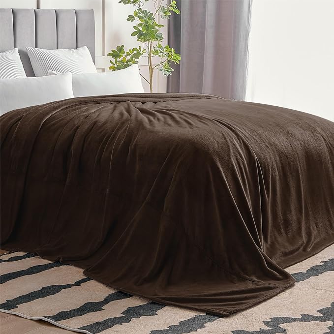 BEDELITE Fleece Blanket Soft Plush Oversized Bed Blanket Brown 120"x120" | Ultra Soft Plush Fleece, Lightweight Warmth, All Season Comfort, Fade Resistant, Machine Washable, Perfect for Sharing