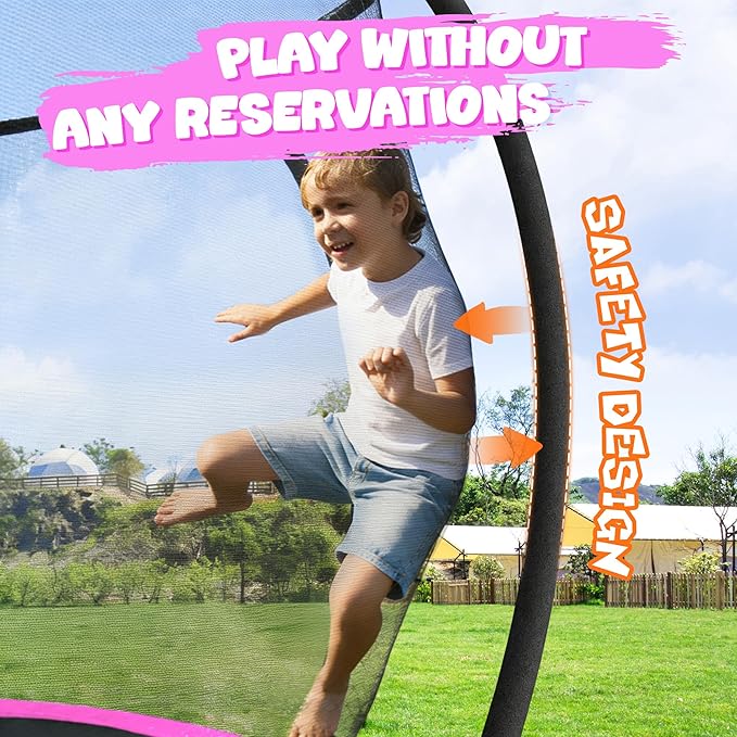 JELENS Trampoline 8FT 10FT 12FT 14FT 15FT 16FT, Recreational Trampolines with Enclosure Net, Outdoor Anti-Rust Trampolines for Kids and Adults, ASTM Approved