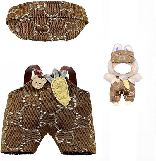 Clothes for LABUBU 17cm Doll (NO Doll),Outfit for LABUBU,Hat & Overalls Set for LABUBU Dress Up,Accessories for LABUBU