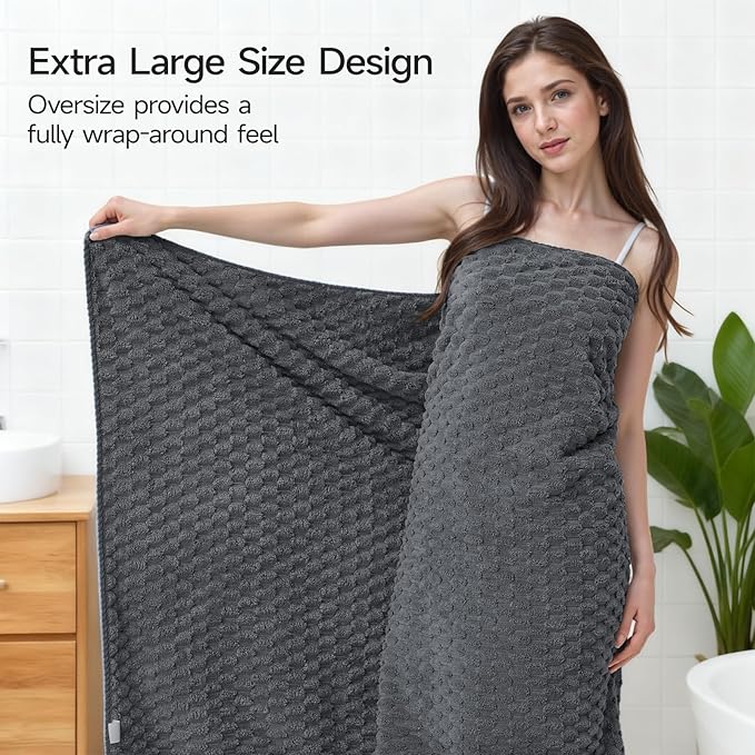 REDKISS Gray Bath Towel Sets XL - 35"x70" Extra Large Bathroom Towels of 6, Super Soft Oversized Bath Sheets for Adults, Microfiber Baths Towels Set, Luxury Shower Towel for Bathroom Hotel