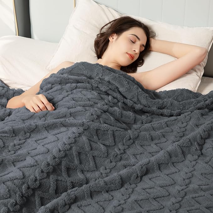 Aganear Fleece Throw Blanket for Bed Couch 90"x90" Grey | Lightweight Fuzzy Throw,Warm Gift for Women,Christmas,Housewarming,Soft,Boho Design for Room Home Decor,All-Season Use