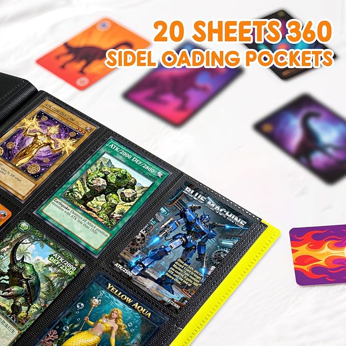 Card Binder 9 Pocket, PP Cover Trading Card Binder for 360 Cards, Sturdy Card Collection Album, Card Holder Folders for MTG, TCG, Game Cards & Sports Cards,Yellow