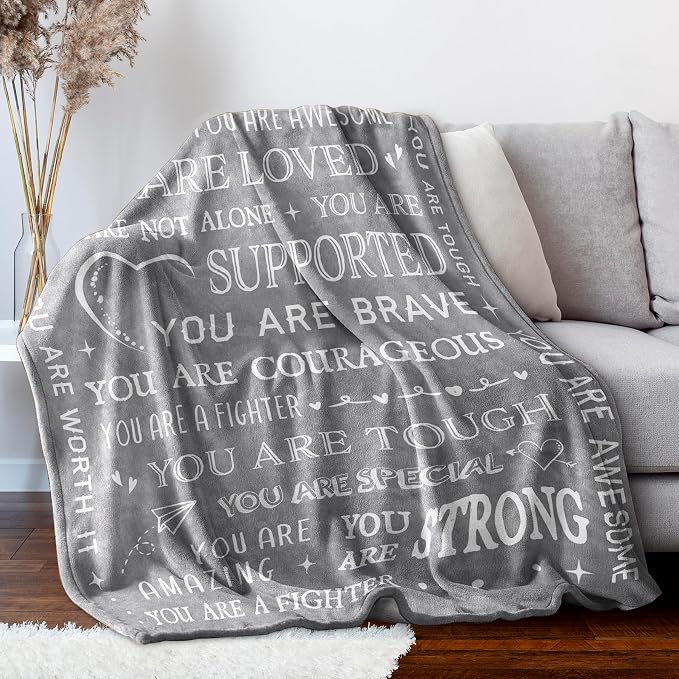 Gifts for Women Men- Get Well Soon Blanket | Sympathy Gifts for Him Her, Thinking of You Present, Inspirational Birthday Gift for Dad Friend Brother Son, 80'' x 60''