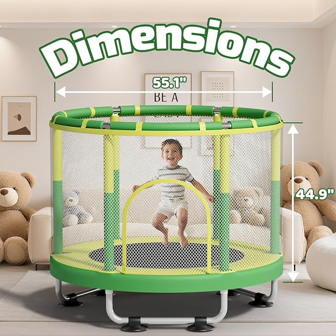 ZCMHAXJ 55" Trampoline for Kids, 440lbs Capacity Indoor & Outdoor Toddler Trampoline, Gifts for Boys & Girls