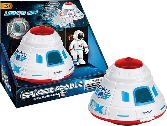 Space Capsule Toy with Lights & Sound- 5 Inch Rocket Pod with Astronaut Figure- Space Toy for Kids- STEM Imaginative Play- Galaxy Explorer Pod - Boys & Girls Ages 3+