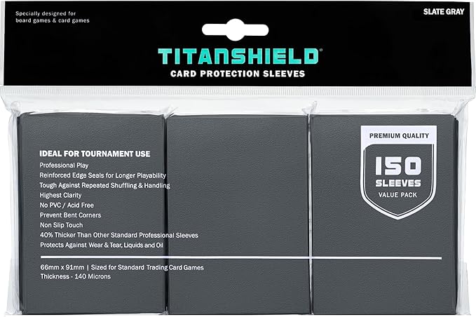 TitanShield Premium Card Sleeves | Compatible with Pokemon, One Piece, Lorcana, Flesh & Blood, & Magic The Gathering MTG | (150 Sleeves - Standard) (1, Slate Gray, Standard | 66x91mm)