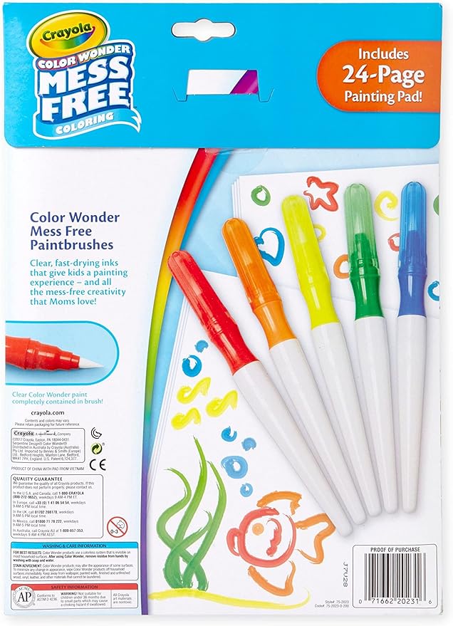 Crayola Color Wonder Paintbrush Pens & Paper, Mess Free Coloring for Toddlers, Painting Set, Toddler Arts & Crafts, Kids Gift (Pack of 2)