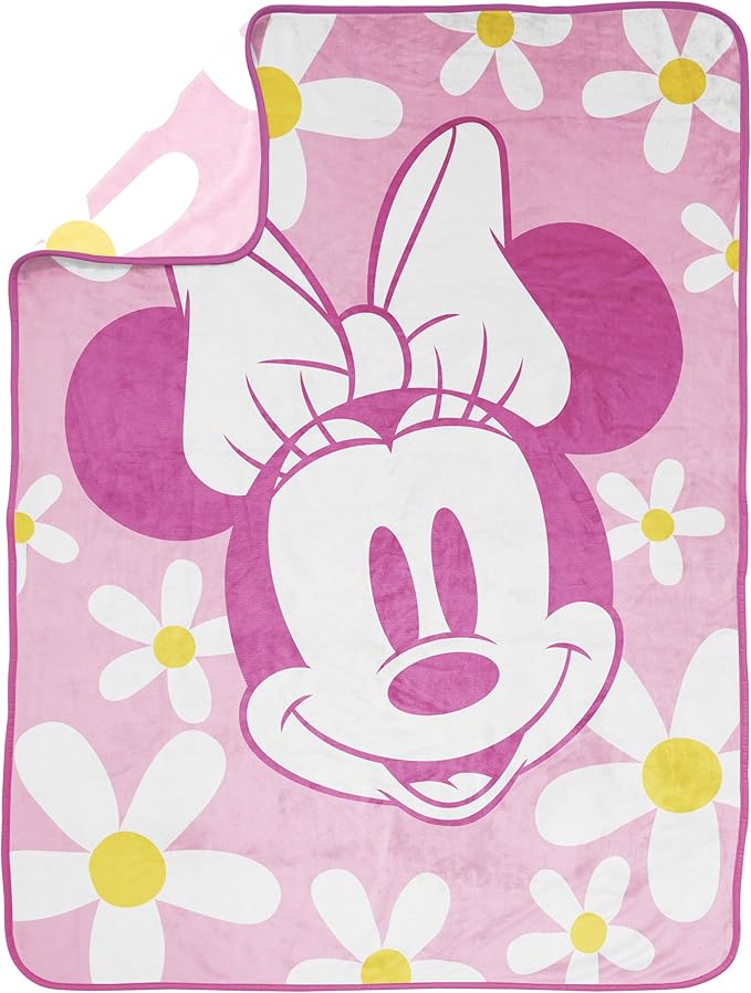 Jay Franco Kids Plush Throw Blanket – Soft & Cozy Fleece Throw for Bedroom & Couch Décor, Official Licensed Product, Pink - Minnie Mouse, 46x60 - Throw Blanket