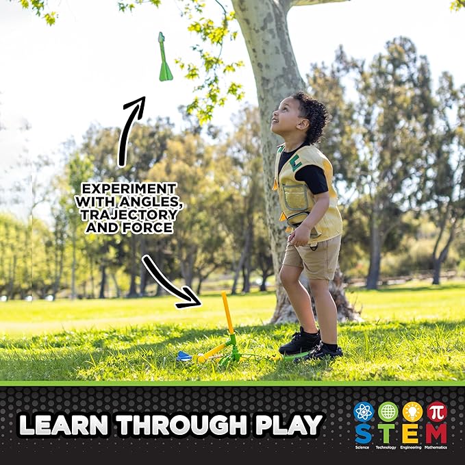 Stomp Rocket Dino-Soar Rocket Launcher for Kids - 3 Dinosaur-Themed Rockets - Fun Backyard & Outdoor Fun Toy Gift for Boys & Girls - STEM Soft Foam Blaster Set - Ages 3 & Up