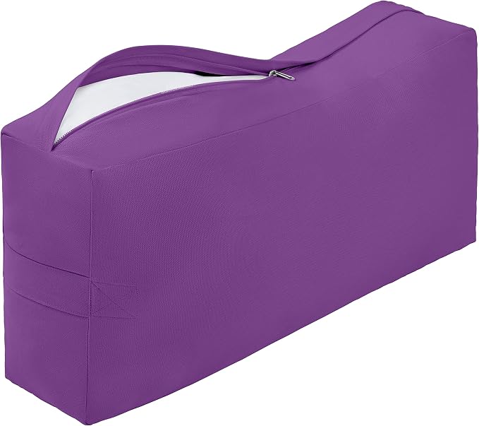 Retrospec Sequoia Meditation Cushion & Yoga Bolster Pillow With Cotton Cover - Supportive 24x12x6in Rectangle for Spine Relief, Joint Support & Posture - Machine Washable With Carry Handle