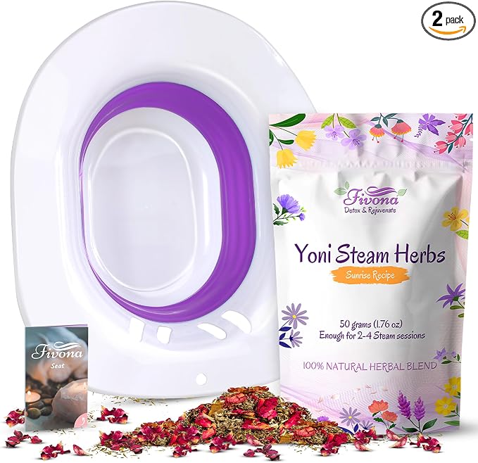 Fivona Yoni Steam Kit 2-in-1 Seat with V Steaming Herbs Sunrise Recipe for Detox, Cleansing, PH Balance and Odor Control