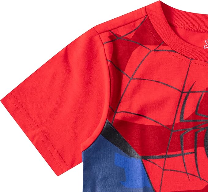 Marvel Avengers Spider-Man Boys’ T-Shirt and Short Set for Toddler and Little Kids – Blue/Red
