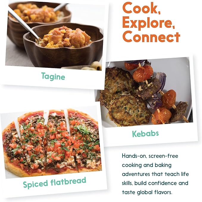 Cooking Kits for Kids - Interactive & Educational Set with 3 Recipe Cards, Key Ingredients & Cooking Tools - Ideal Idea for Kids who Love to Create Meals (Morocco Edition)