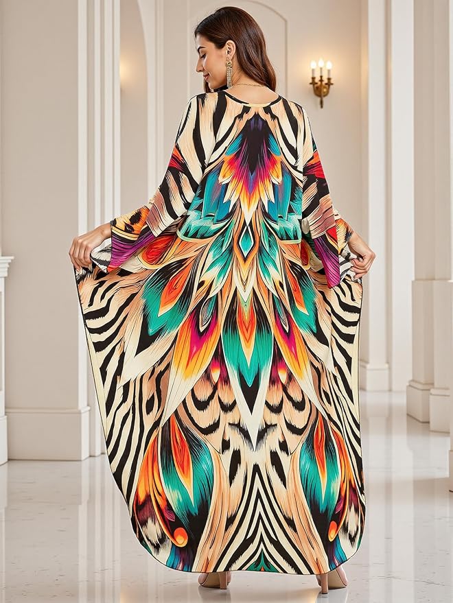 Mumu Dresses for Women Plus Size, Bohemian Kaftan Beach Cover Up Long Maxi Nightgown Soft Loungewear