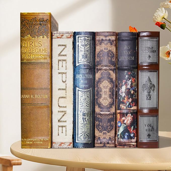 Decorative Storage Box for Home Decor - Vintage Faux Wood Book Box | Book Box with Magnetic Lock,Hidden Jewelry & Remote Storage,Coffee Table Books Decor,Shelf Decor Accents (M Size, 10.2")