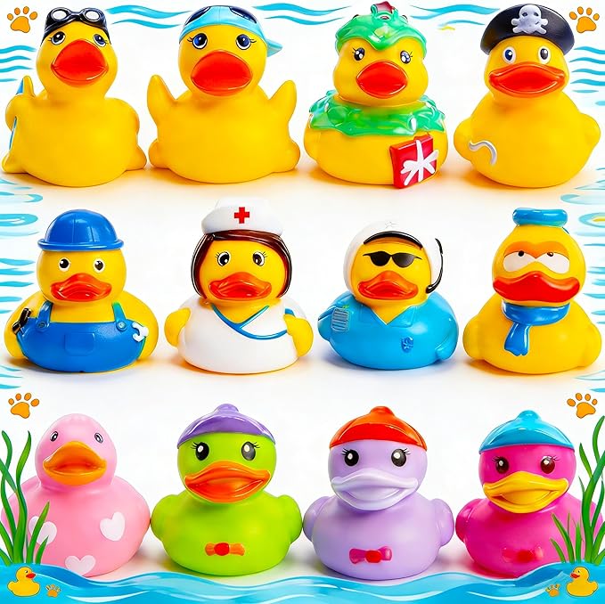 Rubber Ducks Toy Duckies for Kids,Baby Bath Toys, Toddlers Floater Duck Showers Accessories,Classroom Halloween Birthday Showers Time Party Favors Swimming Pool Toy Decoration Gift (12 Pack)
