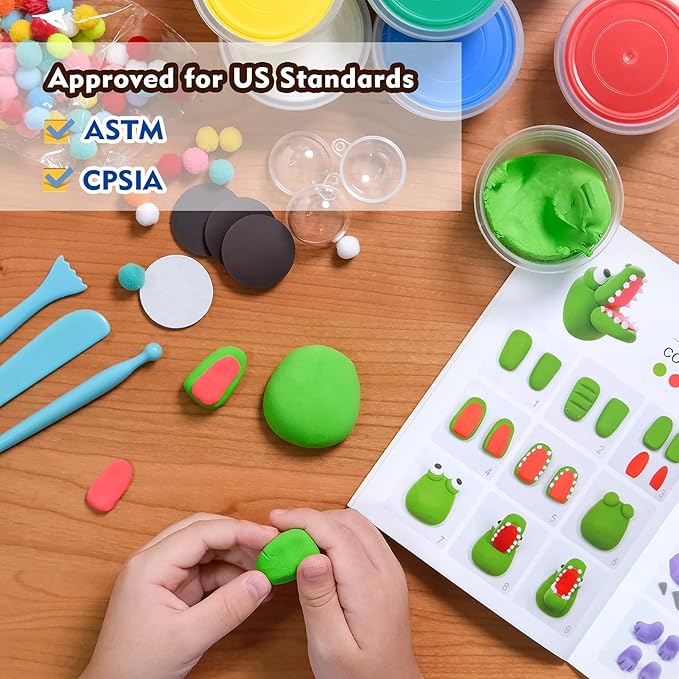 Drama Planet Air Dry Clay Kit for Kids, Create Your Own Refrigerator Magnets with Modeling Clay, Art Activity Set, Craft Project Gifts for Boys & Girls