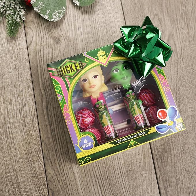 Limited Edition Wicked Pop Ups Gift Set, Individually Wrapped Suckers with Character Lollipop Holders, Artificial Dye Free, Strawberry Flavored, 1.41 Ounces