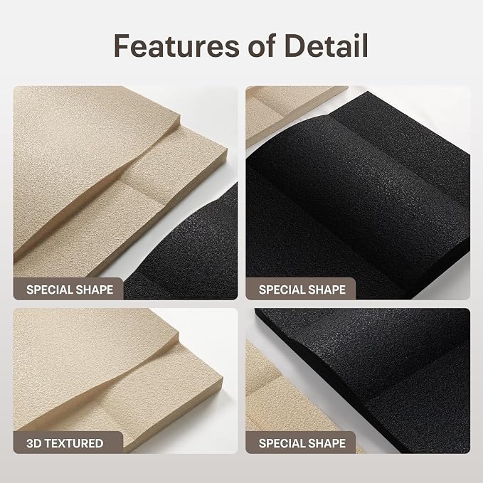 Large 3D Textured Wall Art Deocr for Living Room, 3 Piece Modern Neutral Abstract Minimalist Artwork for Walls, Geometric Black and Beige Wall Decor for Hallway, Dining Room, Staircase and Office, 24x36 In