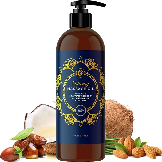 Luxurious Vanilla & Tropical Passions Massage Oil Set - Aromatherapy Full Body Massage Oil for Couples Bundle with Naturally Scented Vegan & Non GMO Ingredients (8 Fl Oz Each)
