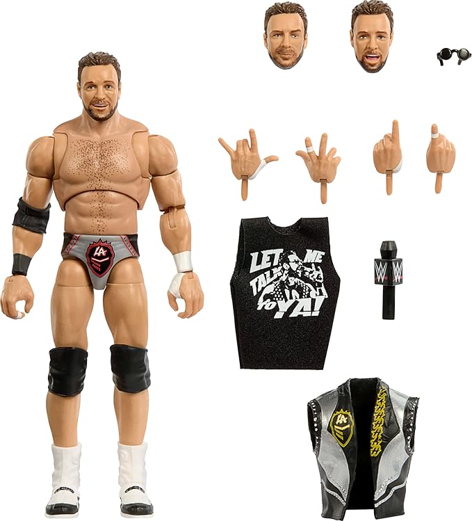 Mattel WWE Ultimate Edition Action Figure & Accessories, 6-inch LA Knight Collectible Set, Swappable Heads & Hands, 30 Articulation Points