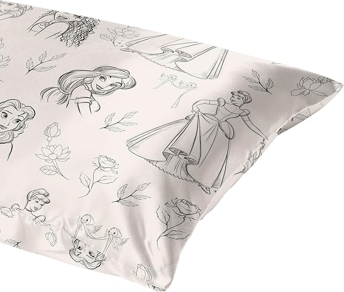 Jay Franco Satin Pillowcase - Standard Size 20x30 Inch Silky Soft Premium Pillow Cover, Beige - Disney Princess