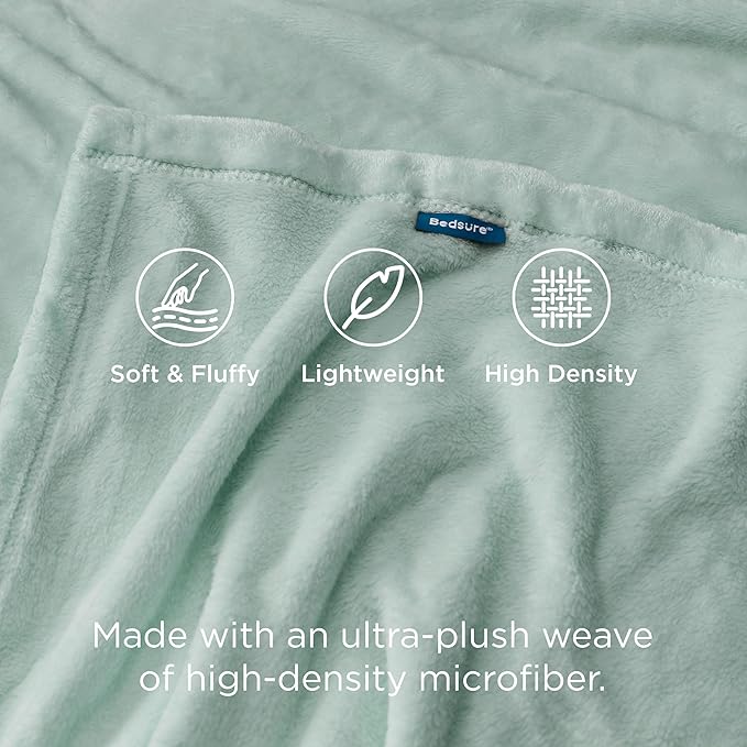 Bedsure GentleSoft Twin XL Fleece Blanket Dorm Bedding - Lightweight Soft Cozy Blankets for Bed, Sofa, Couch, Travel, Camping, Sage Green, 66"x90"