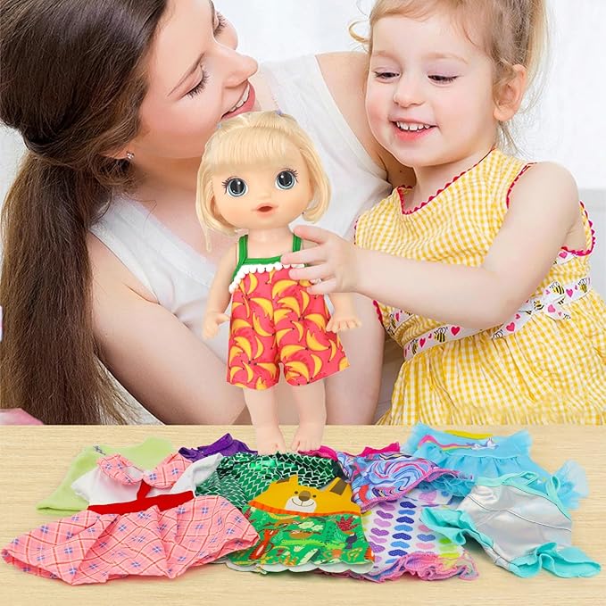 UNICORN ELEMENT 9 Sets Alive Baby Doll Clothes for 10-12 Inch Girl Dolls,12 Inch Baby Doll Clothing Dress Outfits Accessories Set,Best Gift for Kids(No Dolls)